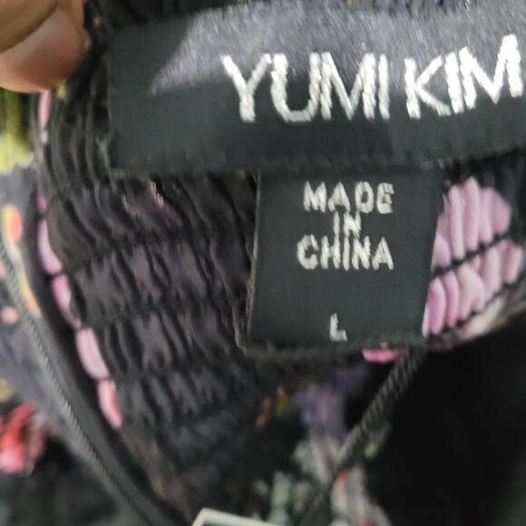 Yumi Kim Monaco Dress in Black Twilight Rose Cut-out Center Front Tie Size Large - Picture 8 of 8